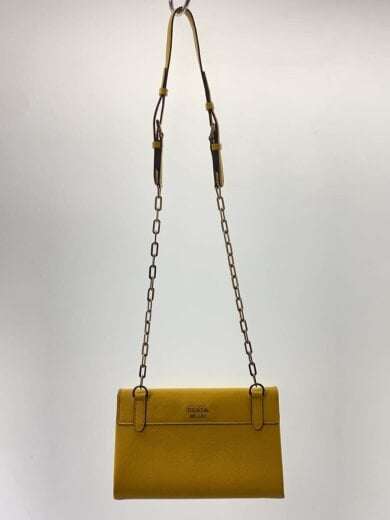 商品画像：ショルダーバッグ/サフィアーノ/チェーン/ターンロック/レザー/YLW/BT995X/角スレあり 1