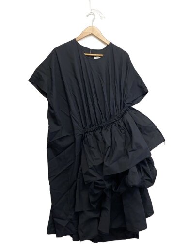 商品画像：アシンメトリー変形半袖ワンピース/S/ウール/BLK/JI-O069 1