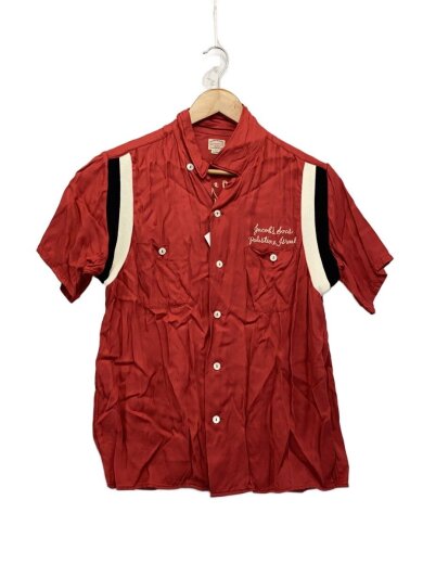 商品画像：ボーリングシャツ/半袖シャツ/L/レーヨン/RED/無地 1