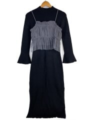 23AW/チュール＆ニットワンピース/one/レーヨン/グレー/ブラック/SWNO235191