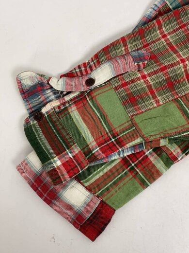 商品画像：90s/SPORTCODY/パッチワーク/長袖シャツ/XXL/コットン/レッド/チェック 4