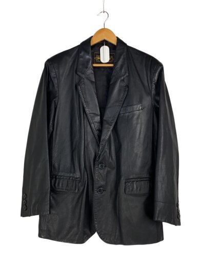 商品画像：レザーテーラードジャケット/M/牛革/ブラック/無地 1