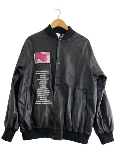 商品画像：リバーシブルジャケット/L/ポリエステル/ブラック/プリント/レザージャケット 1