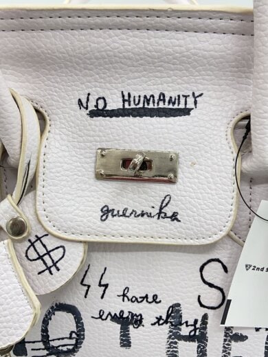 商品画像：ハンドバッグ/レザー/WHT/総柄/ハンドペイント 5