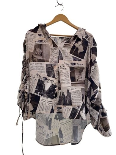 商品画像：長袖ブラウス/FREE/ポリエステル/WHT/総柄/1120210734-0 1