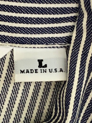 商品画像：半袖シャツ/L/コットン/GRY/ストライプ 4