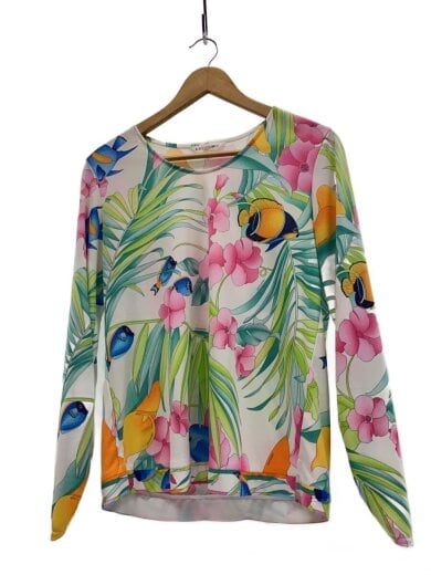 商品画像：長袖カットソー/42/ポリエステル/WHT/花柄/0598713 1