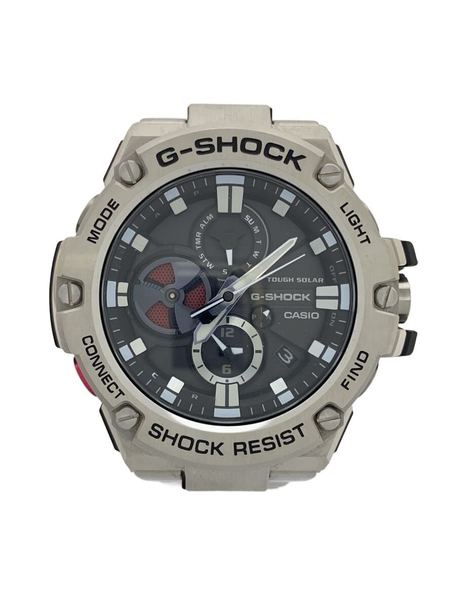 CASIO / ソーラー腕時計/デジタル/ステンレス/ブラック/シルバー/SS/GST-B100D-1AJF