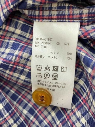 商品画像：長袖シャツ/44/コーデュロイ/ボルドー/ギンガムチェック/ロングスリーブシャツ/カジュアルシャツ 4