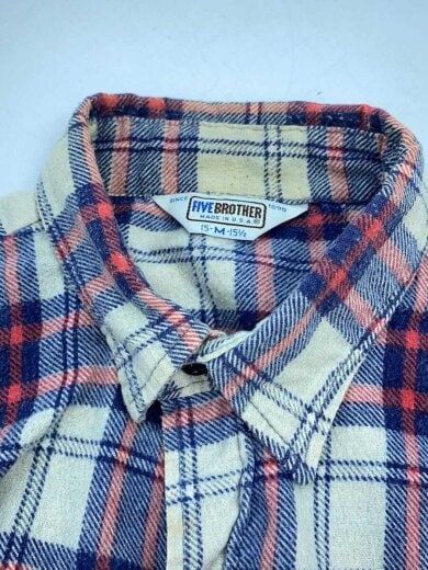 商品画像：長袖シャツ/15/コットン/マルチカラー/USA製/毛羽立ち汚れ有 5