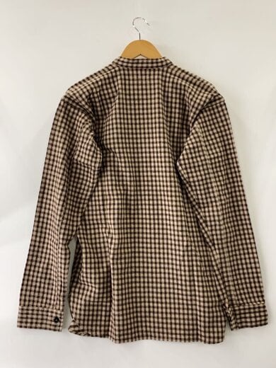 商品画像：ノーカラー長袖シャツ/42/コットン/BEG/BLK/チェック/WH3033// 2