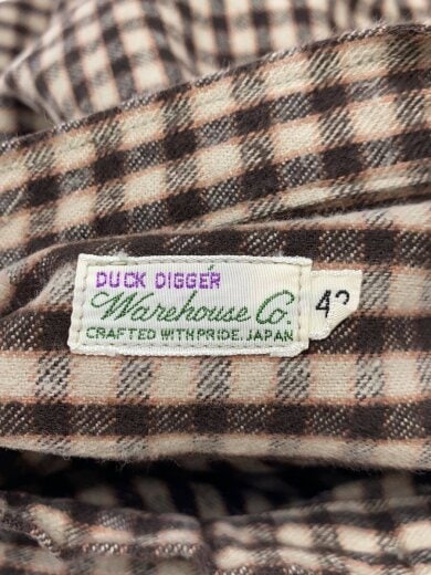 商品画像：ノーカラー長袖シャツ/42/コットン/BEG/BLK/チェック/WH3033// 3