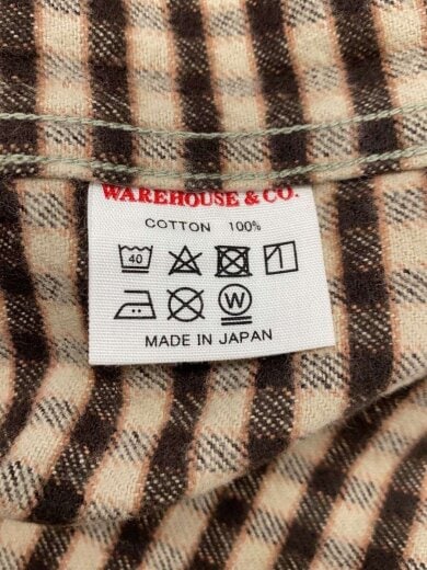 商品画像：ノーカラー長袖シャツ/42/コットン/BEG/BLK/チェック/WH3033// 4