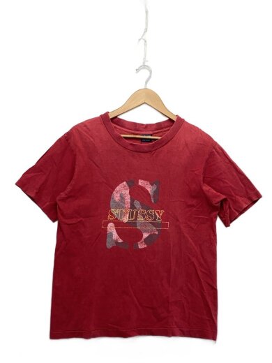 商品画像：Tシャツ/M/コットン/RED/紺タグ/90s/USA製/OLD STUSSY/変色有// 1