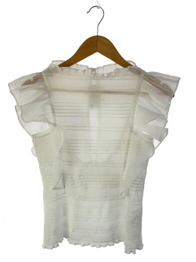 商品画像：Sustainableシャーリングシアーノースリーブブラウス/one/ポリエステル/WHT/swfb232078// 1