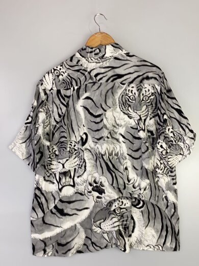 商品画像：HAWAIIAN SHIRT/虎柄/半袖シャツ/L/レーヨン/GRY/総柄 2