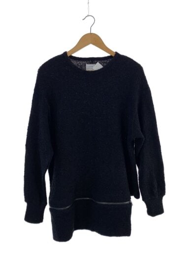 商品画像：ニット・セーター(薄手)/1/ウール/BLK/無地/RING YARN ZIP PULL-OVER/16715 1