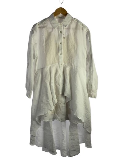 商品画像：フィッシュテールシャツワンピ/襟汚れ有/長袖ワンピース/0/ポリエステル/WHT 1