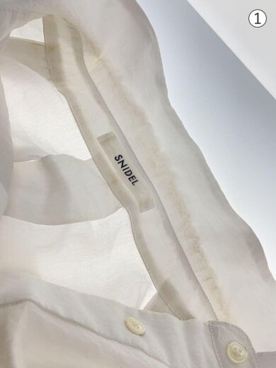 商品画像：フィッシュテールシャツワンピ/襟汚れ有/長袖ワンピース/0/ポリエステル/WHT 7