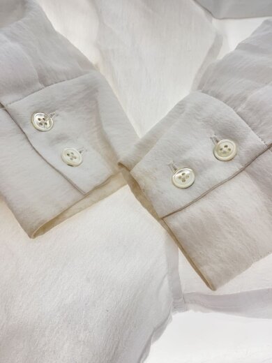 商品画像：フィッシュテールシャツワンピ/襟汚れ有/長袖ワンピース/0/ポリエステル/WHT 8