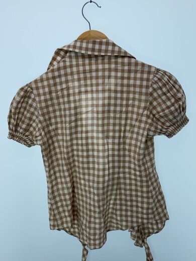 商品画像：半袖ブラウス/--/コットン/BEG/チェック 2