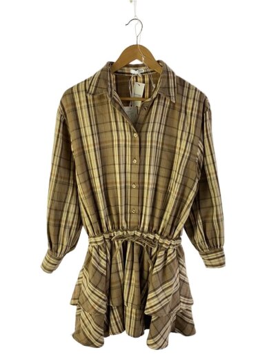 商品画像：長袖ワンピース/FREE/ポリエステル/BRW/チェック/072550343301 1