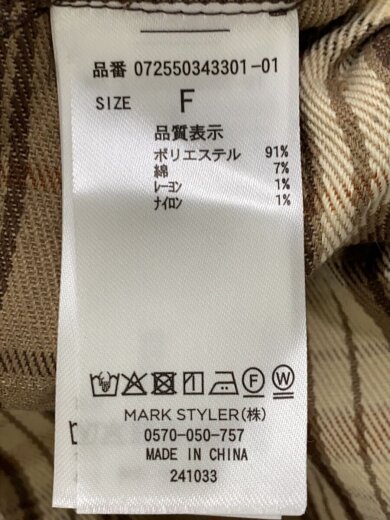 商品画像：長袖ワンピース/FREE/ポリエステル/BRW/チェック/072550343301 4