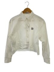 L/ロゴ刺繍/ショート丈/カットオフ/ポプリン/長袖シャツ/38/コットン/WHT/MK1659