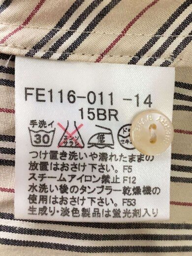 商品画像：フリルシャツ/長袖ブラウス/--/コットン/BEG/ストライプ 4