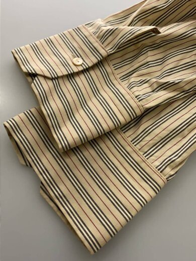 商品画像：フリルシャツ/長袖ブラウス/--/コットン/BEG/ストライプ 6