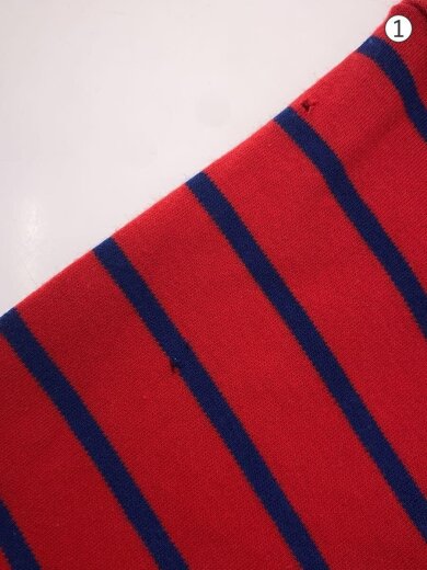 商品画像：ポロシャツ/L/コットン/RED/ストライプ/穴有 6