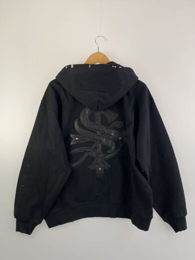 商品画像：PIERCED TRIBAL CROSS ZIP HOODIE/ジップパーカー/M/コットン/BLK/無地 2