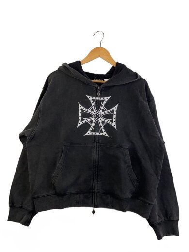 商品画像：DUSTY IRON CROSS RHINESTONE ZIP/ジップパーカー/L/コットン/BLK/プリント 1