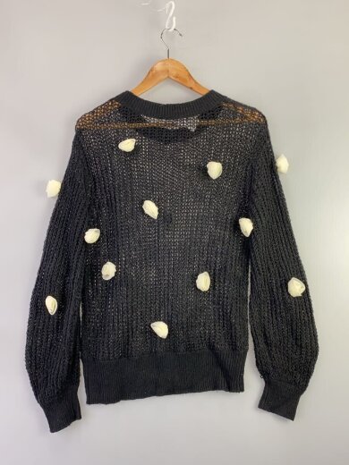 商品画像：フラワーモチーフニットプルオーバーニット・セーター(薄手)/one/ポリエステル/BLK/SWNT24117 2