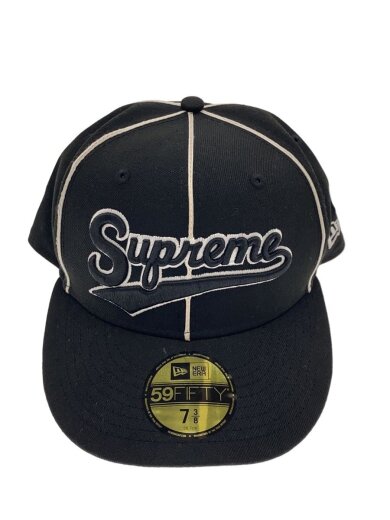 商品画像：×NEW ERA/Piping Script Logo/キャップ/7 3/8/ポリエステル/BLK/メンズ 1