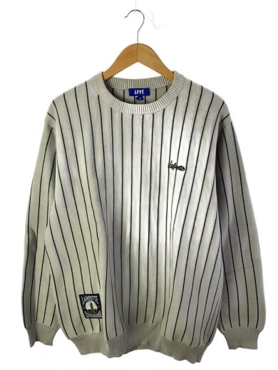 商品画像：ニット・セーター(薄手)/L/コットン/GRY/ストライプ/la230401 1