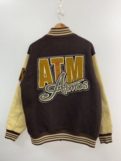 商品画像：スタジャン/L/ウール/レザー切替/ブラウン/ATJ-02-0003 2