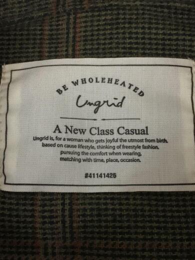 画像：Ungridシャツワンピース/--/コットン/グリーン/チェック/ノーカラー/モードカジュアル/レディース/3