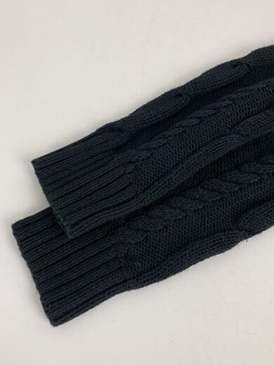 商品画像：ニット・セーター(厚手)/S/コットン/ブラック/ケーブル/レザーパイピング/スリットジップ 5