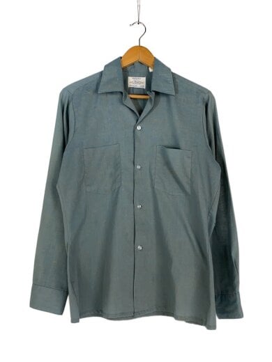 商品画像：長袖シャツ/S/ポリエステル/グリーン/60s/オープンカラー/カスリ 1