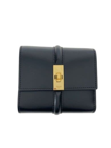 商品画像：3つ折り財布/レザー/BLK/無地/レディース 1