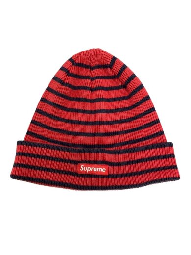 商品画像：ニットキャップ/--/コットン/RED/ボーダー/メンズ 1