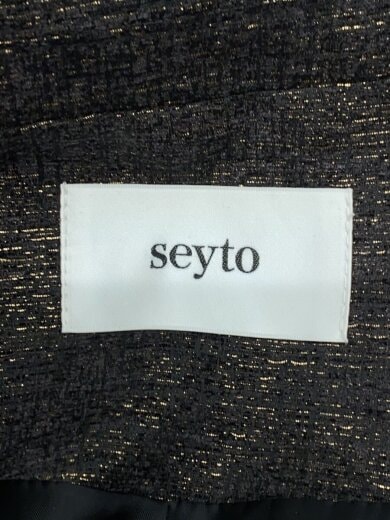 商品画像：ジャガードセミダブルテーラードジャケット /2/ポリエステル/BLK/SEMFI0123001 3