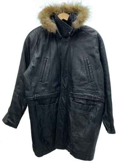 商品画像：BIG-BEAN/レザーコート/フード、ファー付き/L/ラムレザー/BLK/カーコート 1