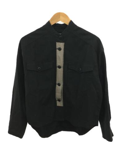 画像：blanc basqueブランバスク/BB11-103/コットンリネンミリタリーシャツ/長袖シャツ/38/コットン/ブラック/無地1
