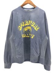 サミット/スウェット/M/コットン/インディゴ/プリント/ダメージ加工