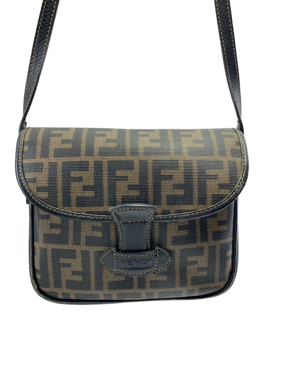 FENDI / ショルダーバッグ/レザー/BRW/総柄