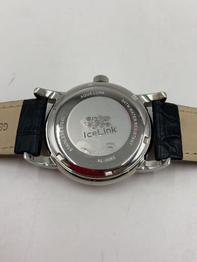 商品画像：クォーツ腕時計/アナログ/レザー/BLK/BLK/SS/AQUA LUNA 3