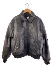 ボンバージャケット/L/フェイクレザー/BRW/無地