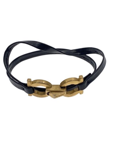 商品画像：ダブルガンチーニ/2連/ブレスレット/レザー/BLK/レディース 1